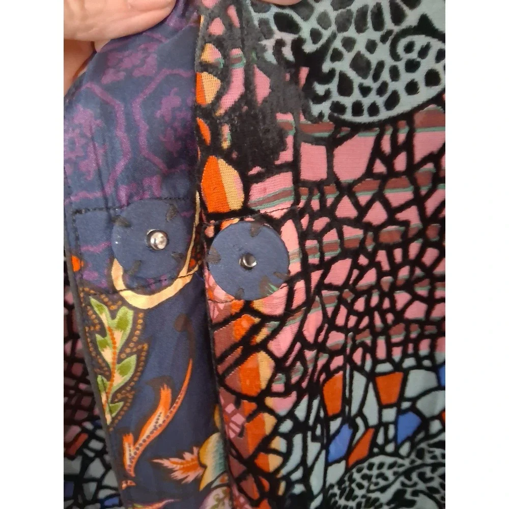 Johnny Was Reversible Silk Duster Cardigan Burnout Velvet Floral Paisley Small - Picture 4 of 9